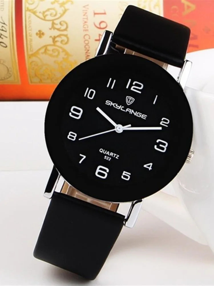 Women Black Watch Hot Sale Leather Band Stainless Steel Analog Quartz Wristwatch Lady Female Casual Watches