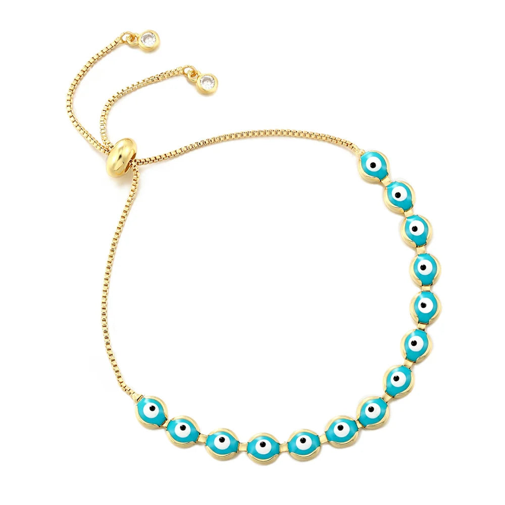 Fashion Lucky Black White Red enamel Eyes Charm Bracelet Eye Beaded Bangle For Women Free Adjustment New Fashion Jewelry Gift