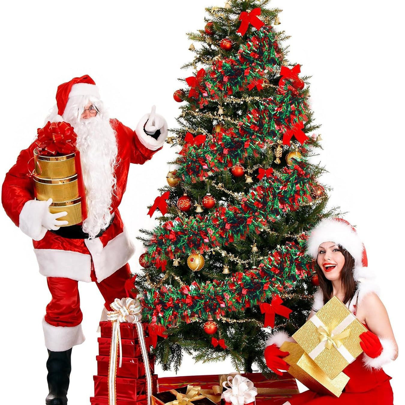 Christmas Tree Decorations Christmas Tinsel Garland Metallic Shiny Garland for Christmas Home and Living Room Decoration