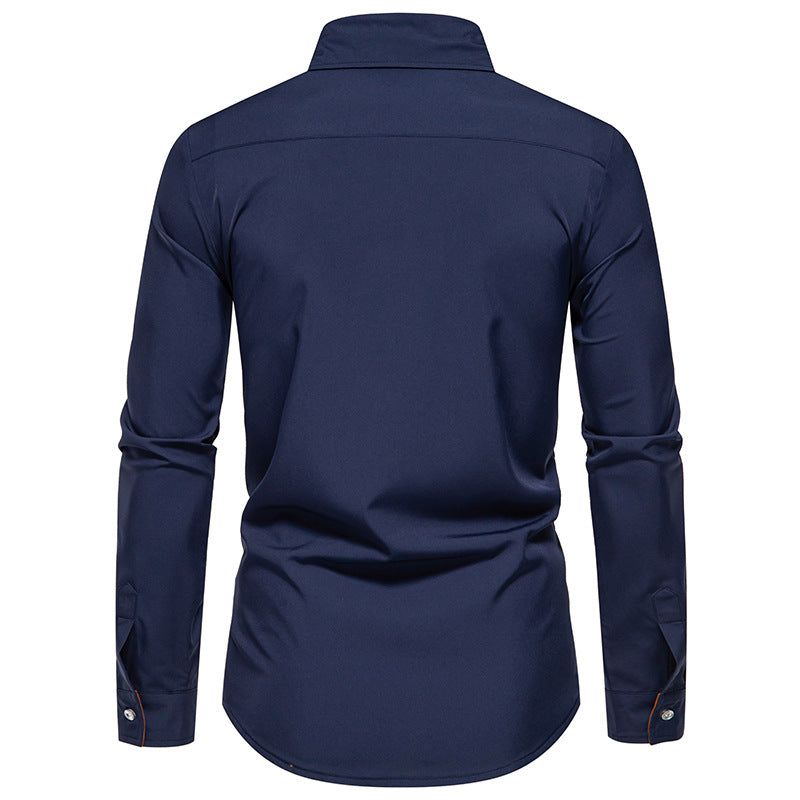 Man Shirts Men Long Sleeve Henry Collar Mens Dress Shirts Casual Male Clothes Chemise Hemd Homme Shirt B51