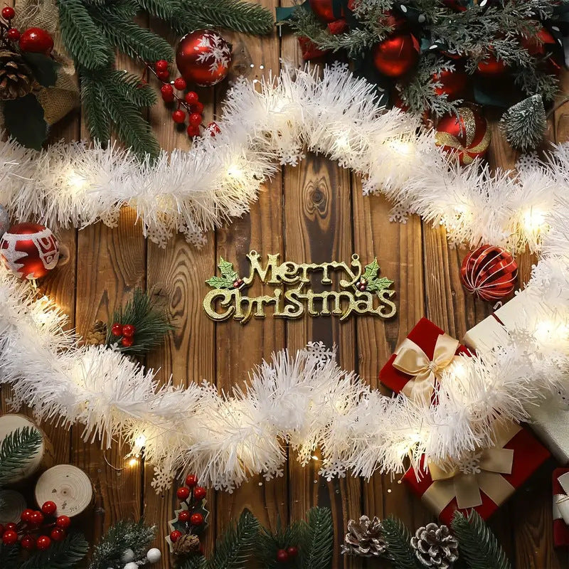 Christmas Tree Decorations Christmas Tinsel Garland Metallic Shiny Garland for Christmas Home and Living Room Decoration