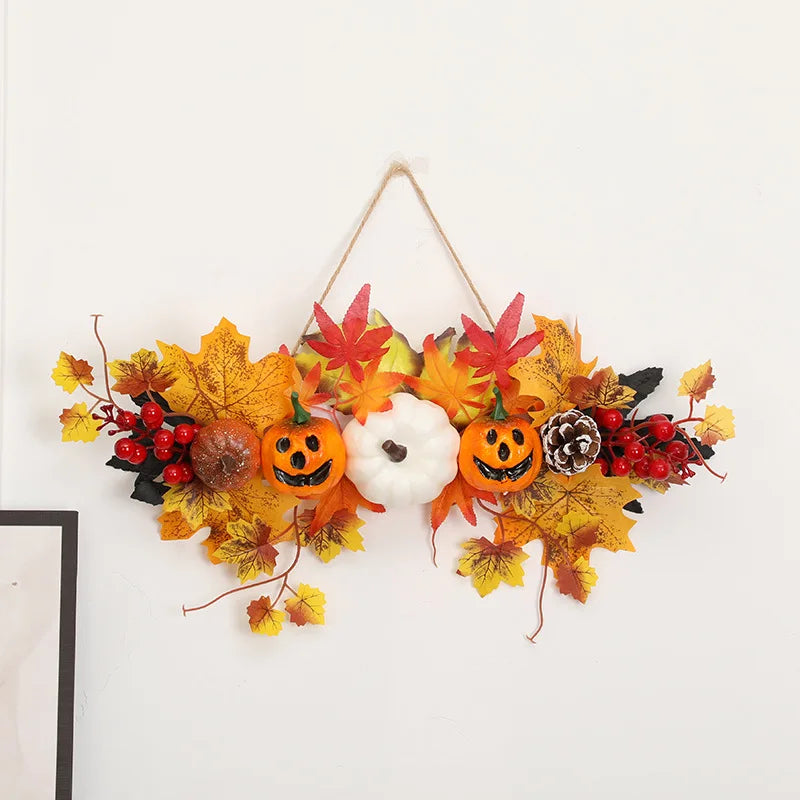 Halloween Decoration Maple Leaf Pumpkin Decorative Pendant Harvest Festival Wall Hanging Props Autumn Fall Decorations