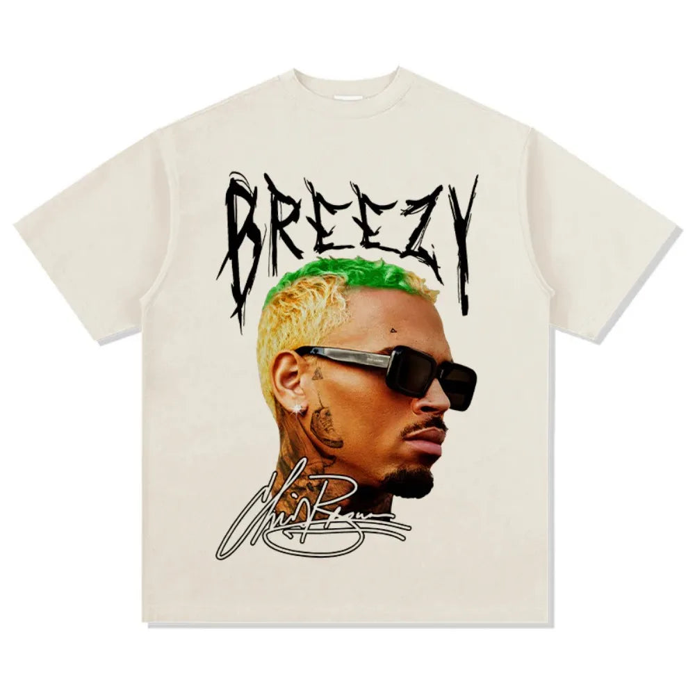 Men T-shirts Art 100% Cotton Chris Brown Breezy Shirt Funny Men Short Sleeve Graphic T-shirt Collection Sold By CMingShop