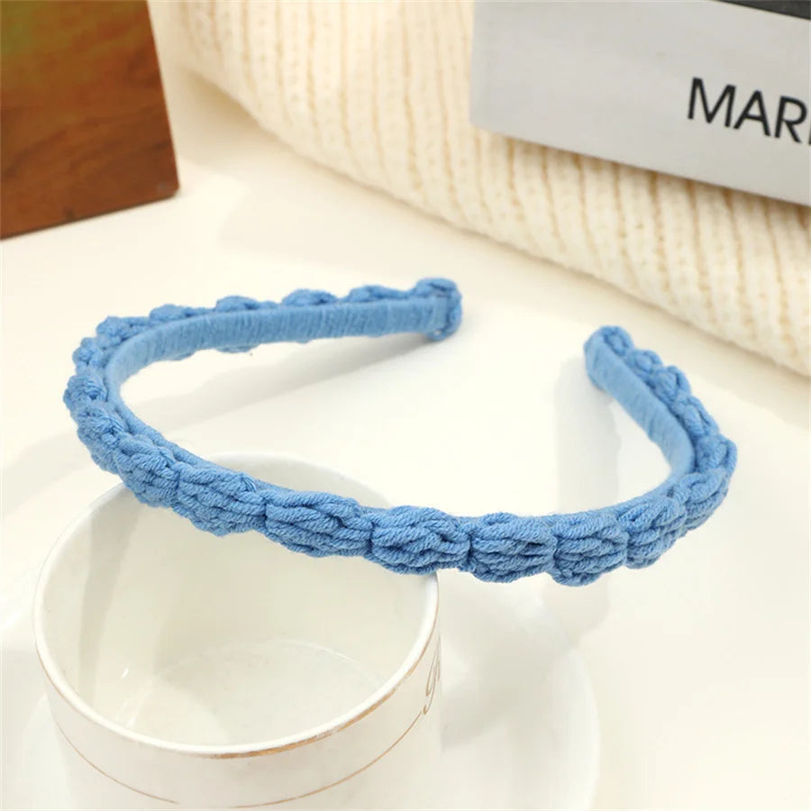 Fashion children's hair accessories winter hand-knitted wool headband lady cute girl heart flower wide headband hair accessories