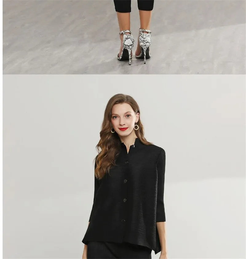 Women's Classic Coat 2025 Spring Autumn Female Temperament Stand Collar Short Mother Jacket Cropped Sleeve Cardigan Overwear