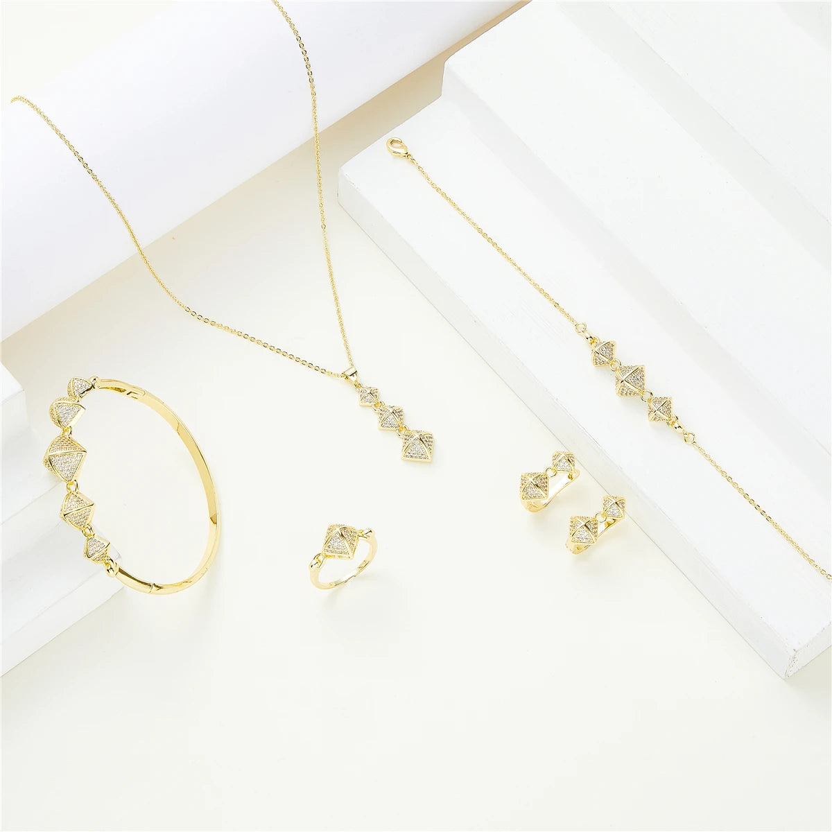 June 2023 Jewelry Set Gold Necklace Earrings women's rings Brida jewelry set holiday gift Moroccan gold jewelry set