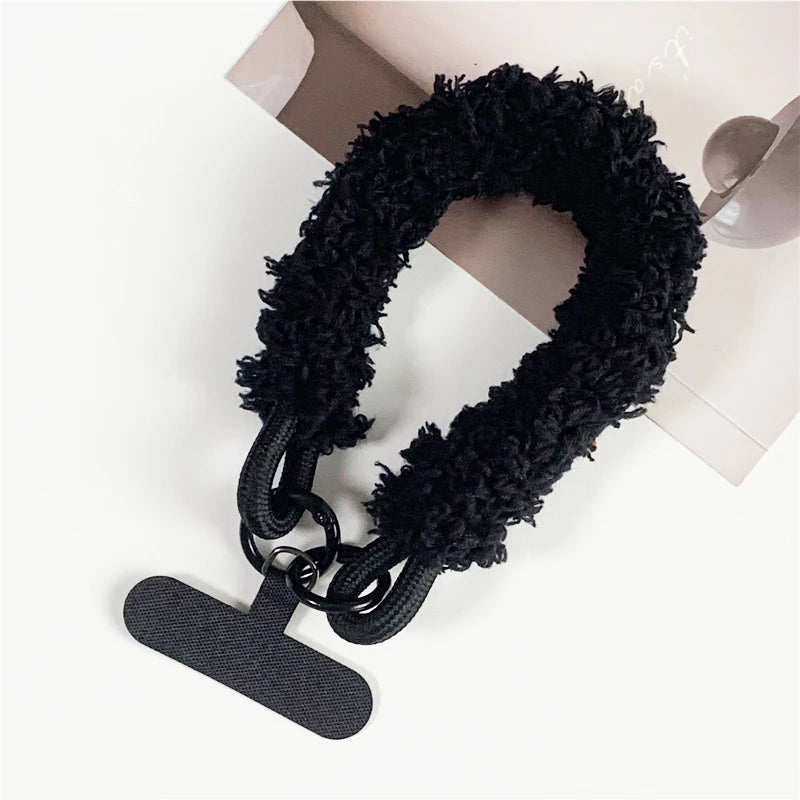 Winter Warm Mobile Phone Wrist Strap Cell Accessories With Patch Key Lanyard Exquisite Anti-lost Cellphone Chain Rope Keychain