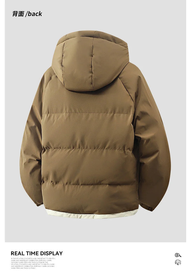 male Outerwear hooded jacket Men's winter loose jacket Cotton coat man fashion  parkas Men windproof thick warm Down Jacket