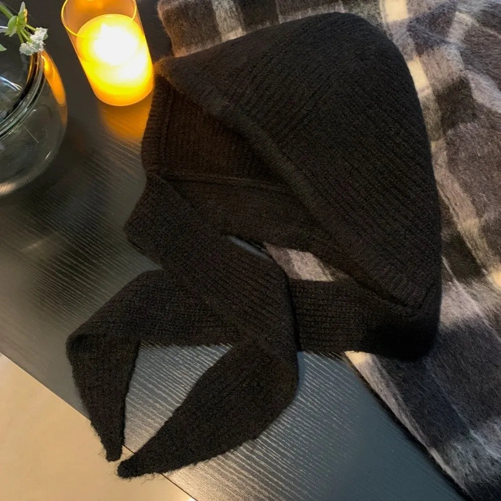 Fashion Winter Balaclavas Cap Warm Thick Knitted Hooded Hat Ski Windproof Neck Collar Scarf Cap Beanie