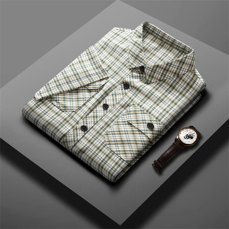 Men's Striped Workwear Casual Short Sleeved Shirt Wrinkle Resistant and Non Ironing Fashionable Top