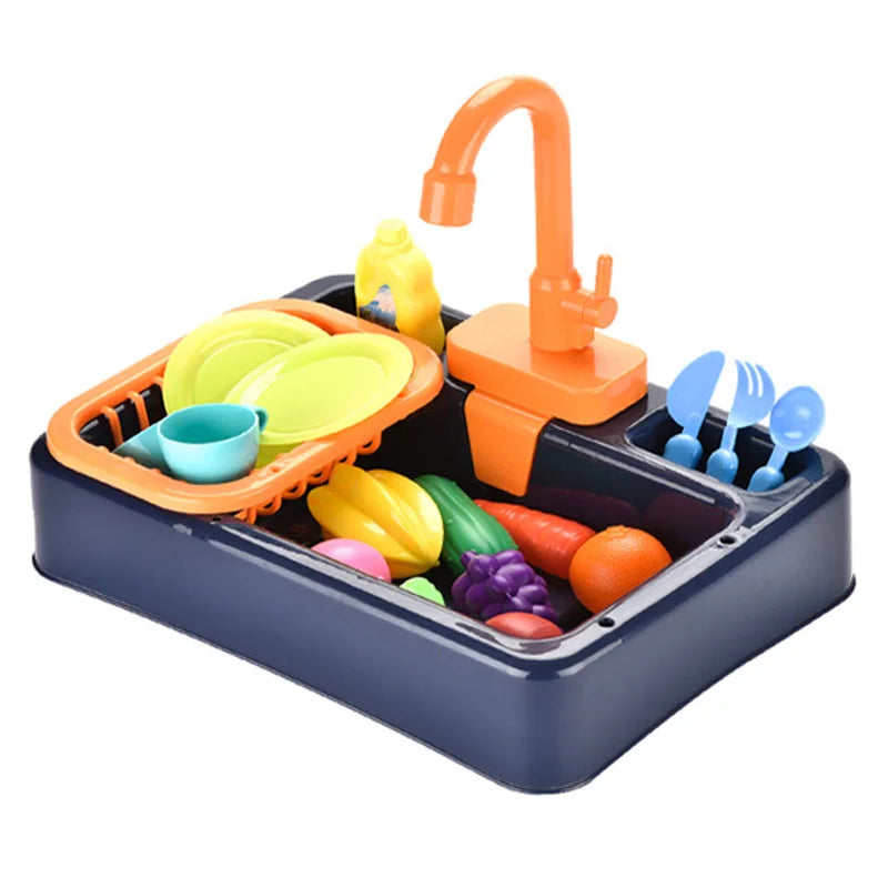 Kid Toddler Children's Kitchen Dishwashing Toy Circulating Water Electric Pretend Play Housework Dishwasher Sink Educational Toy