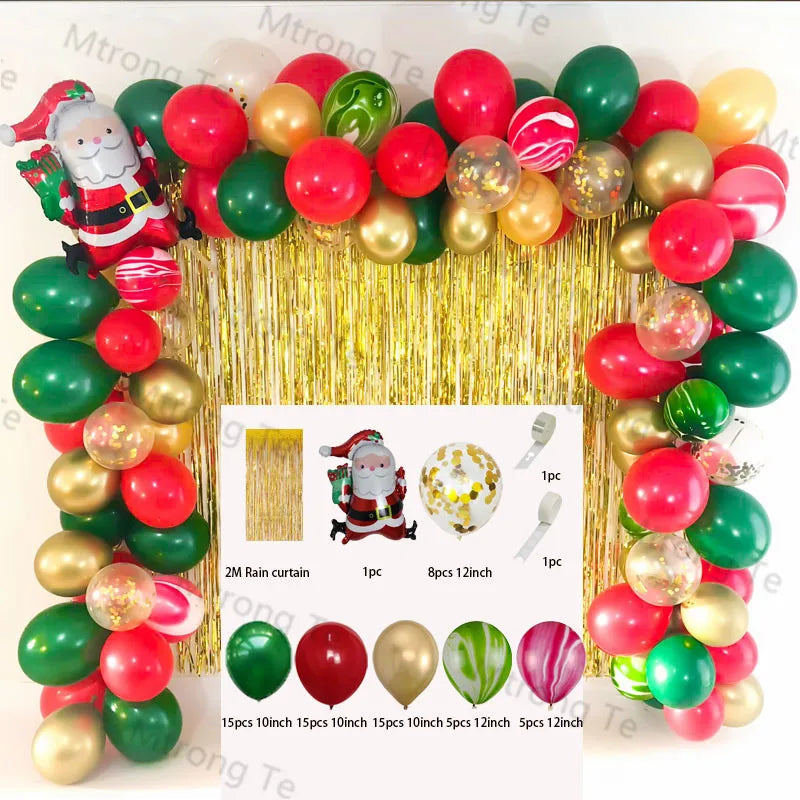 Christmas Decoration 2023 Balloon Red Green Arch Garland Kits Candy Balloons Santa Claus Merry Christmas Party New Year Decor