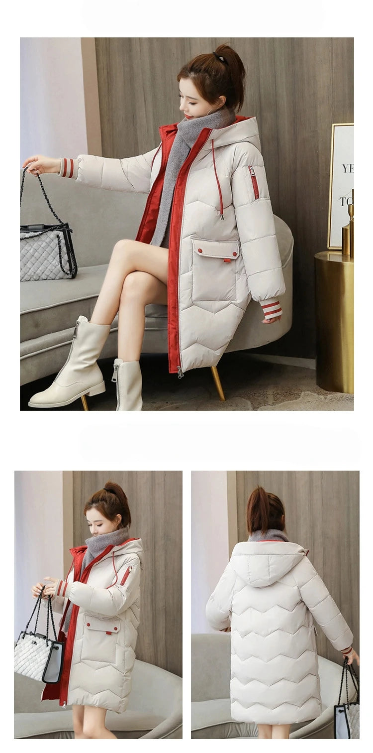 Winter Women Jacket Coats Long Parkas Female Down Cotton Hooded Overcoat Thick Warm Jackets Windproof Casual Student Coat