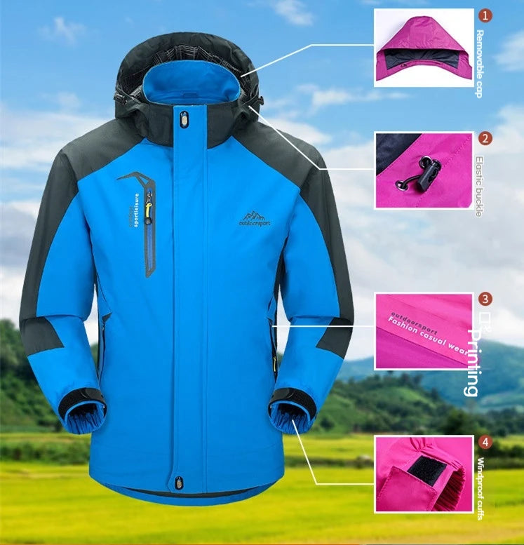 Camping Hiking Jacket Men Autumn Outdoor Sports Coats Climbing Trekking Windbreaker Travel Waterproof Jackets Black