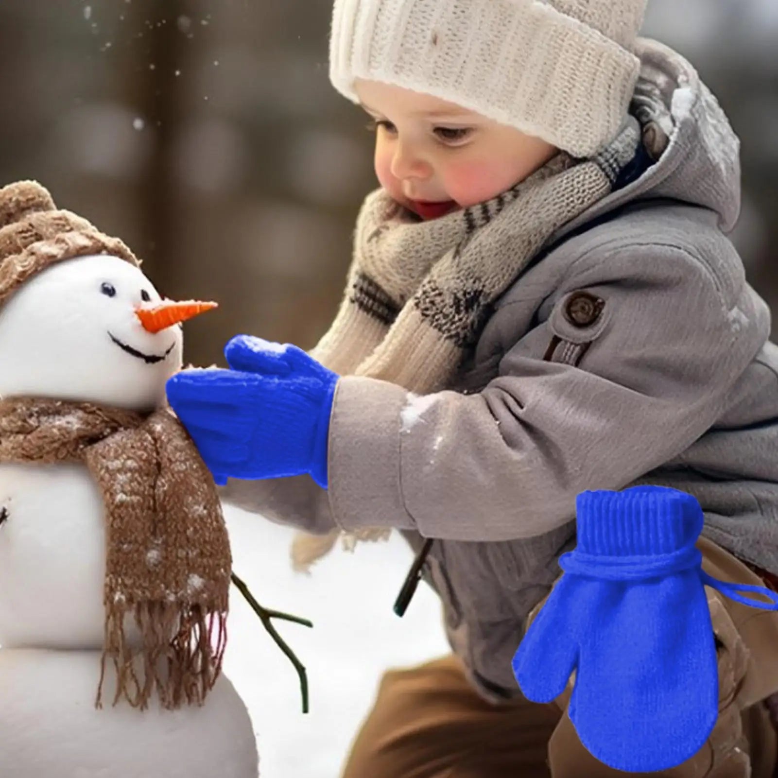 Winter Ski Gloves for Children Windproof Thickened Knitted Gloves Comfortable Warm Mittens Boys Girls Snow Warm Accessories