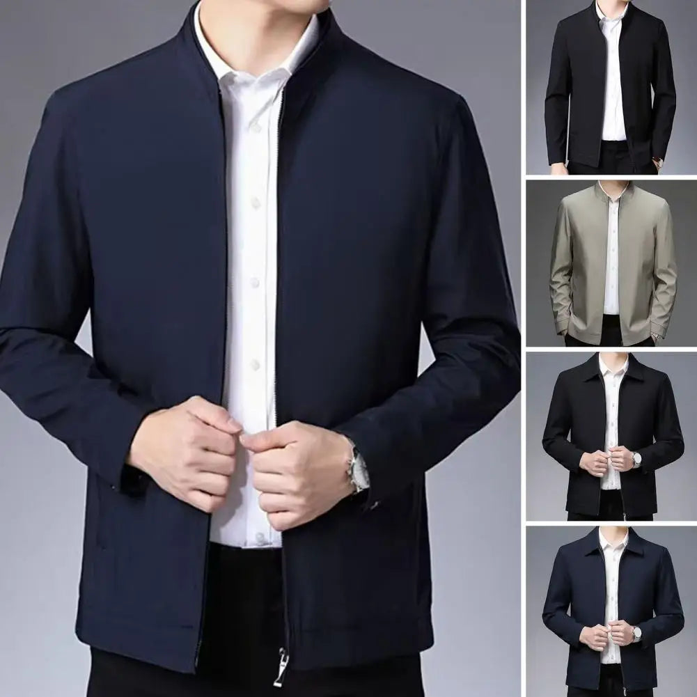 New Men's Jacket Turn-down Collar Men's Jacket Business Casual Solid Color Jacket for Men Work Coat 2025 Spring Autumn New