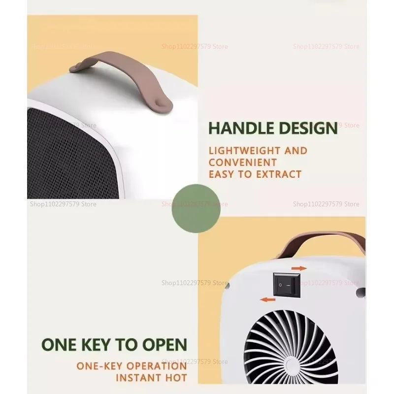 Portable Mini Heater for Indoor Office and Home Quiet Fast Heating Warmer Fan 500W PTC Ceramic Warm Air Heater for Winter