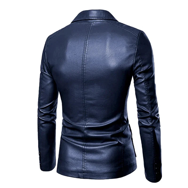 Blazer Man 2025 Men's PU Leather Jackets for Men Autumn Jacket Button Turn Down Collar Business Coat Biker Motocycle Jacket