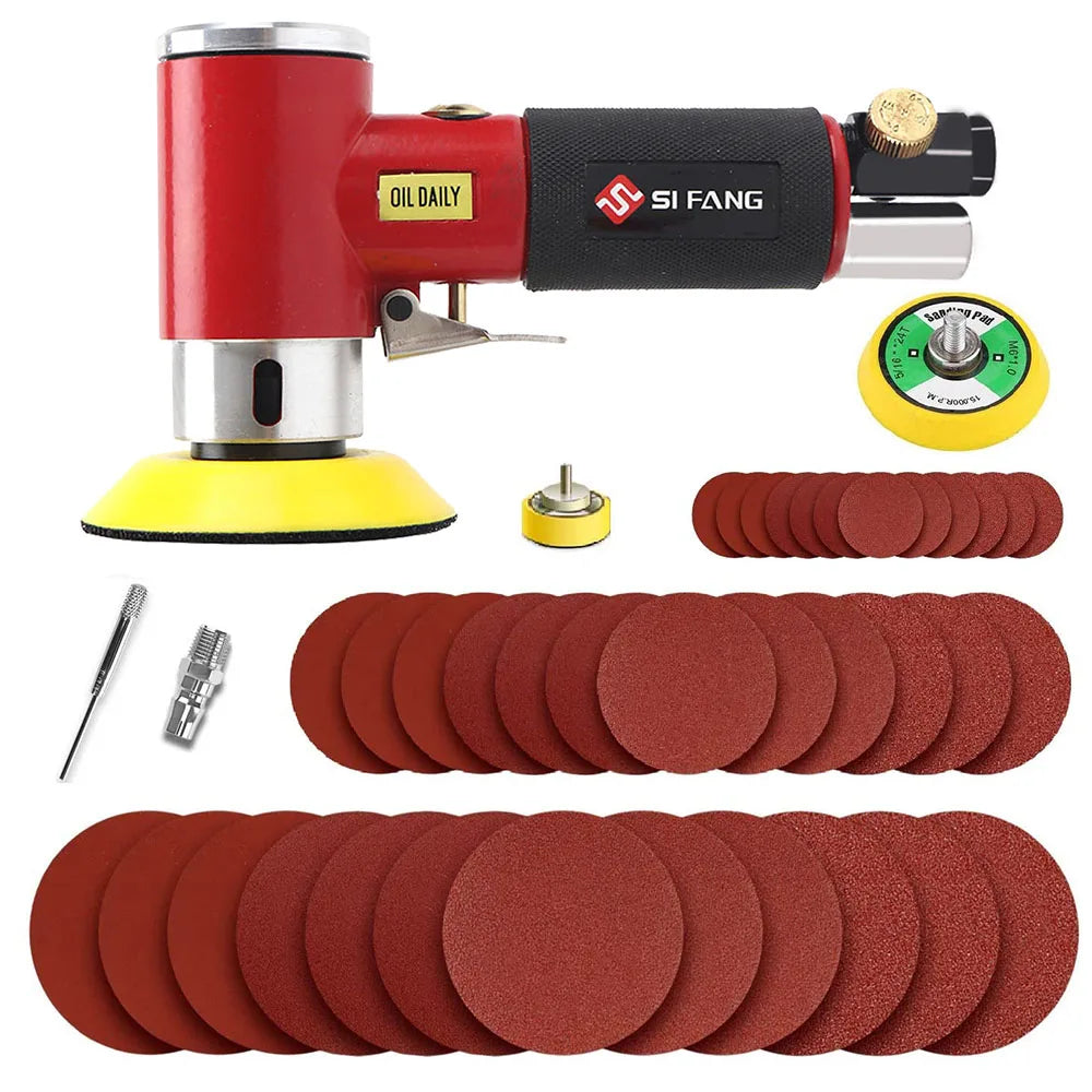 36pcs Orbit Air Sander Mini Pneumatic 1/2/3inch Grinding Machine Set for Car Polishing High Speed Air Powered Polisher Air tool