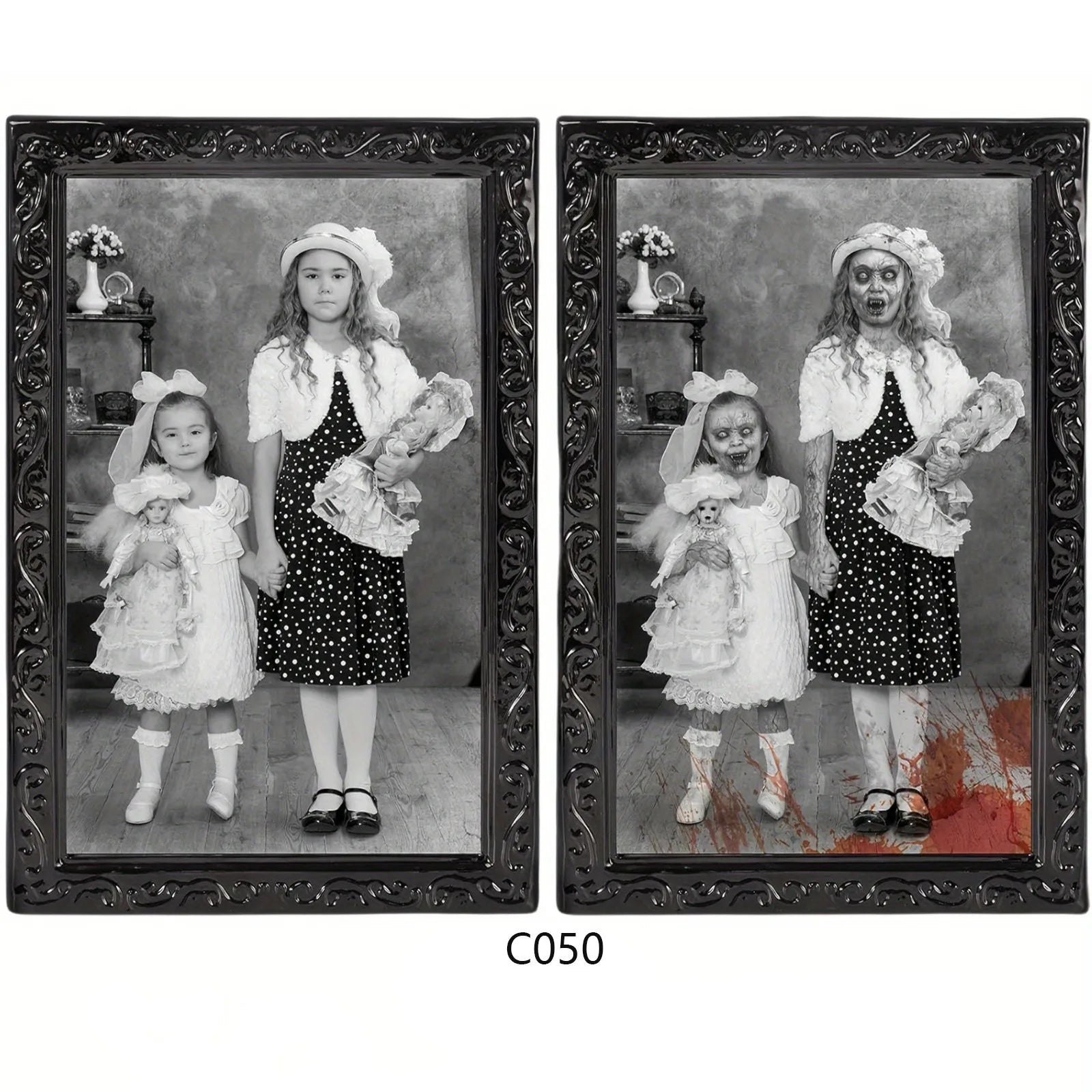 Halloween Scary Wall Decor 3D Changing Face Moving Picture Frames Portrait Gothic Horror Poster Mansion Decoration Party Supply