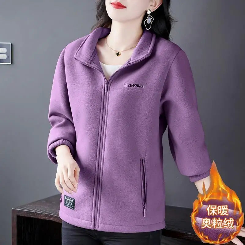 Fleece Jacket Women Can Be Worn In Autumn and Winter Thickened Double-sided Fleece Polar Fleece Jacket
