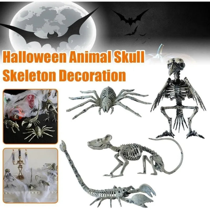 Halloween Animal Skeleton Decration Horror Mouse Skeleton Simulation Realistic Bones Scary Halloween Party Props
