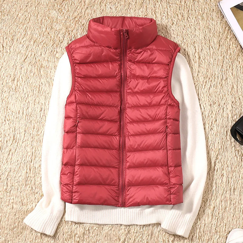 Winter Women's Down Jacket Sleeveless Cropped Puffer Jacket  Lightweight Nylon Coats Vest for Women Parkas Office Chaqueta