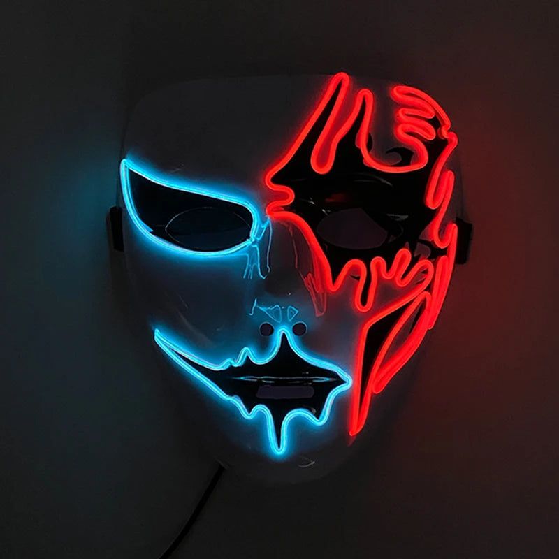 Halloween Carnival Party Costume Decoration Luminous LED Mask Halloween Mask LED Maske Light Up Party Masks for Glow Party