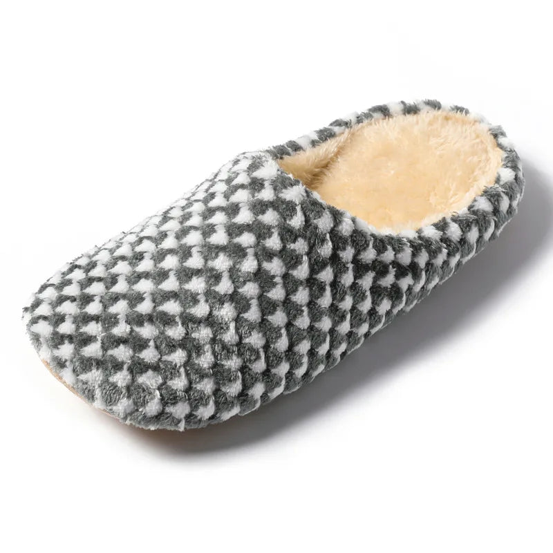 Women Men Winter Warm Slippers Home Bedroom Silent Casual Non Slip Shoes Couples Indoor Soft Sole Cotton Plush Slides