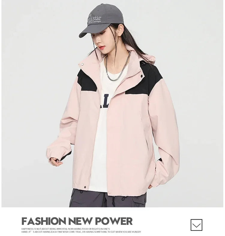 Outdoor Riding Jackets for Women Patchwork Waterproof Camping Coat Men Fishing Trekking Windbreaker Travel Jacket Women Clothing