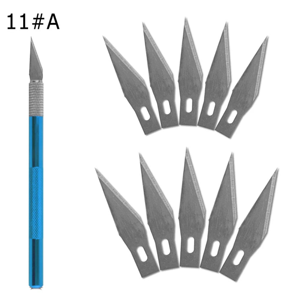 Engraving Non-Slip Metal Knife Kit + 40/10pcs #11 Blades Cutter Craft Knives for Mobile Phone PCB Repair Hand Tools
