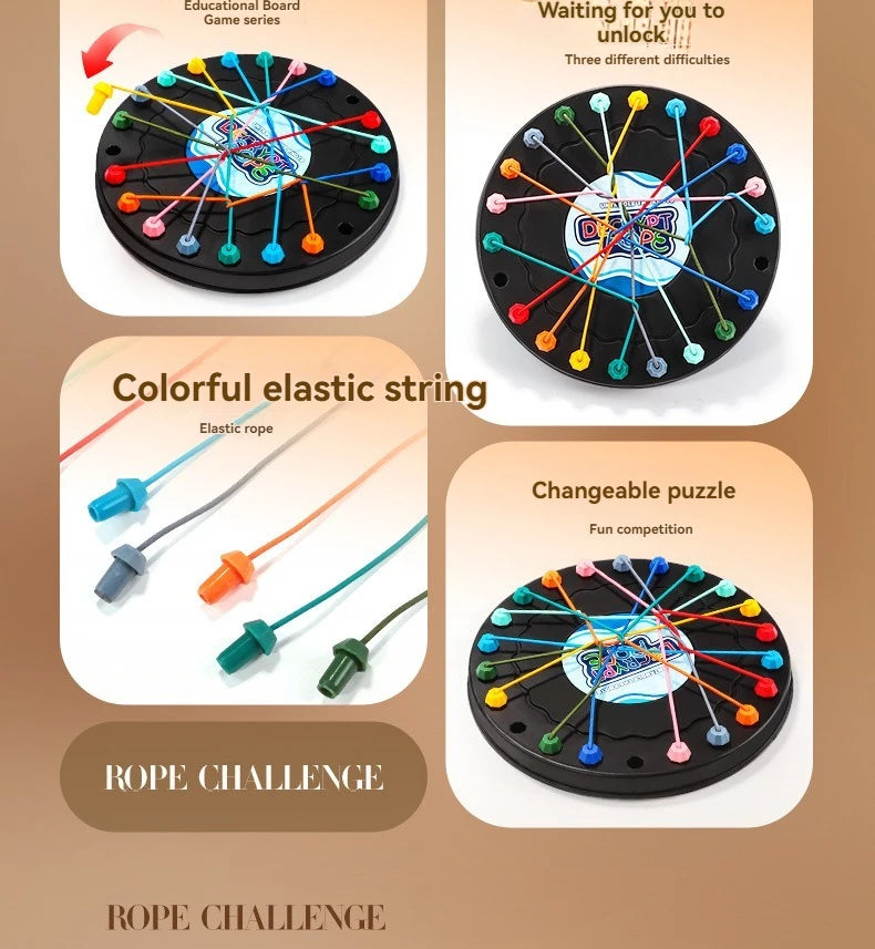 New Kid Rope Knots Puzzle  Board Game Color Line Twisted Connected Ropes Logic Thinking Table Game Parent Child Interactive Toy