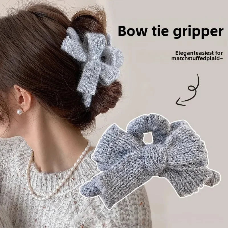 Autumn and Winter Plush Bow Grab Clip  Wool Claw Clip Accesorios Para El Cabello  Крабик Для Волос  Hair Accessories for Women