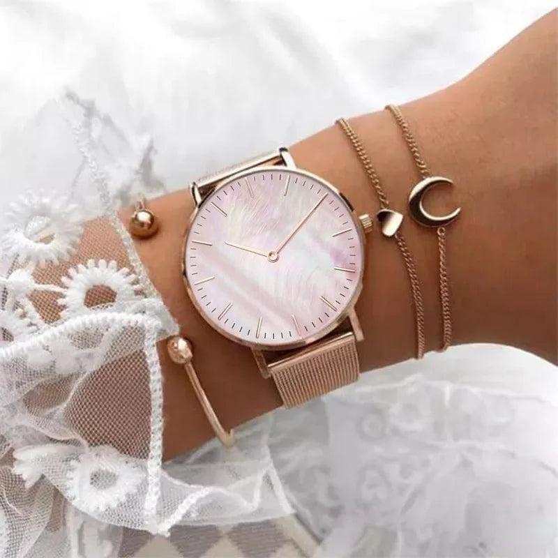 Women Watches Fashion Luxury Alloy Quartz Watches for Woman Metal Mesh Strap Simple Ladies Watch Female Clock montre femme