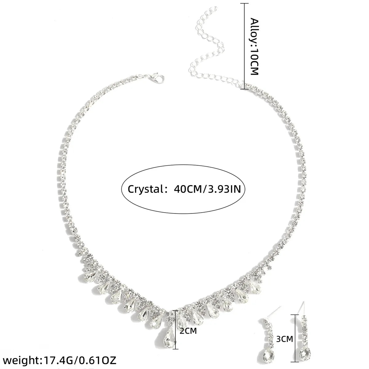 Exquisite Dangle Earrings and Necklace for Women Elegant Jewelry Set Flower Design Shining Rhinestone Necklace set Wedding