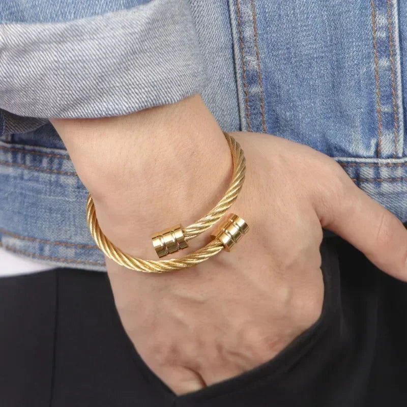 Pulsera Hombre Stainless Steel Chain Men Bracelet Punk Hand Accessories Vintage Wristband Male Jewelry Fashion Bracelet Gifts