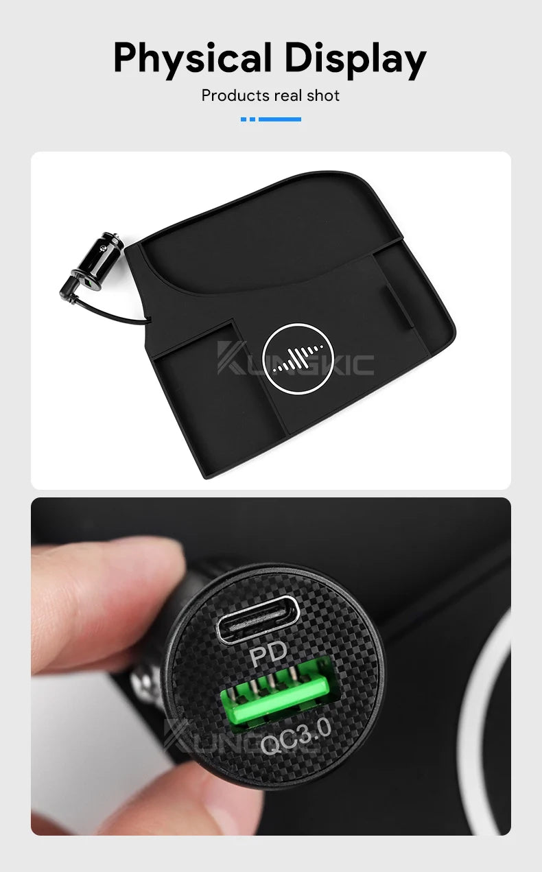 Car Wireless Charger Pad Stable Fast Charging For Geely Emgrand 2022-2025 Center Console Storage Box Trim Decoration Accessories