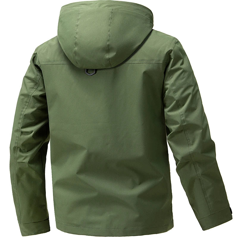 Jacket Mens Spring autumn New men jacket  solid color hooded Jackets casual coat Men's business coats Size M-4XL 5XL Hat detacha