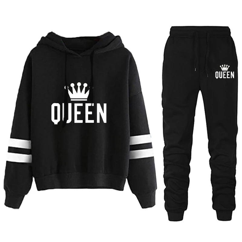 Women Sports Suit Stripe Autumn Winter 2025 Two Piece Set for Women Loose and Comfortable Casual Hoodie Daily Jogging Tracksuit