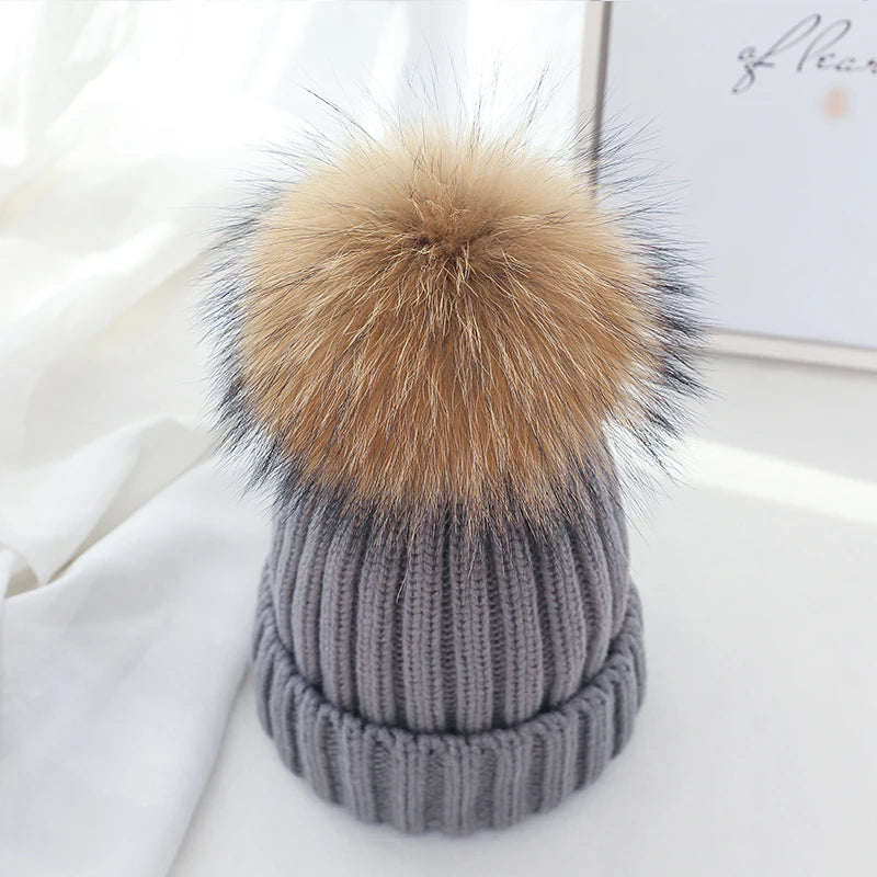 Winter Brand Female Fur Pom Poms hat Winter Hat For Women Girl 's Hat Knitted Beanies Cap Hat Thick Women Skullies Beanies