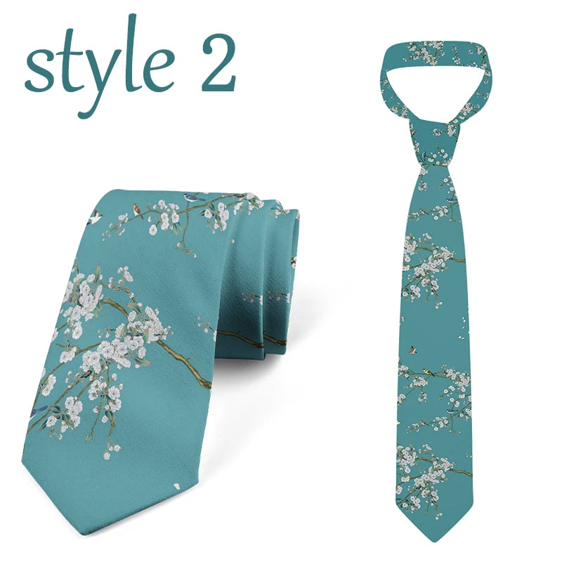 Fashion new cartoon oil painting accessories tie men and women general high-quality popular men's tie suit business wedding