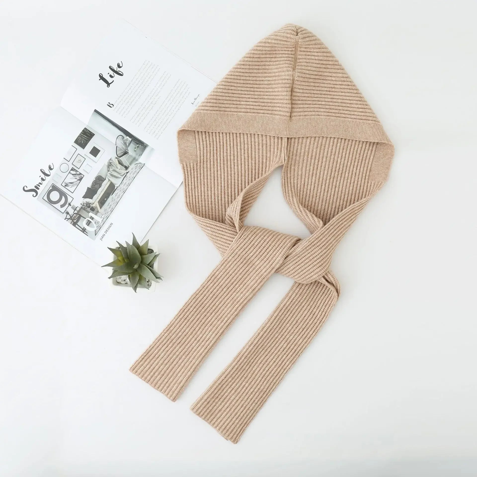 Winter Hat and Scarf Set Knitted Hooded Shawl Balaclava Hat Women Keep Warm Scarf Wool Pullover Hat Gothic Accessories 2025 New