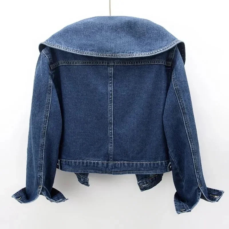 Spring Autumn Women Denim Jacket Long Sleeve Casual Short Denim Coat Famale Jeans Jackets Outerwear Casaco Jaqueta Feminina