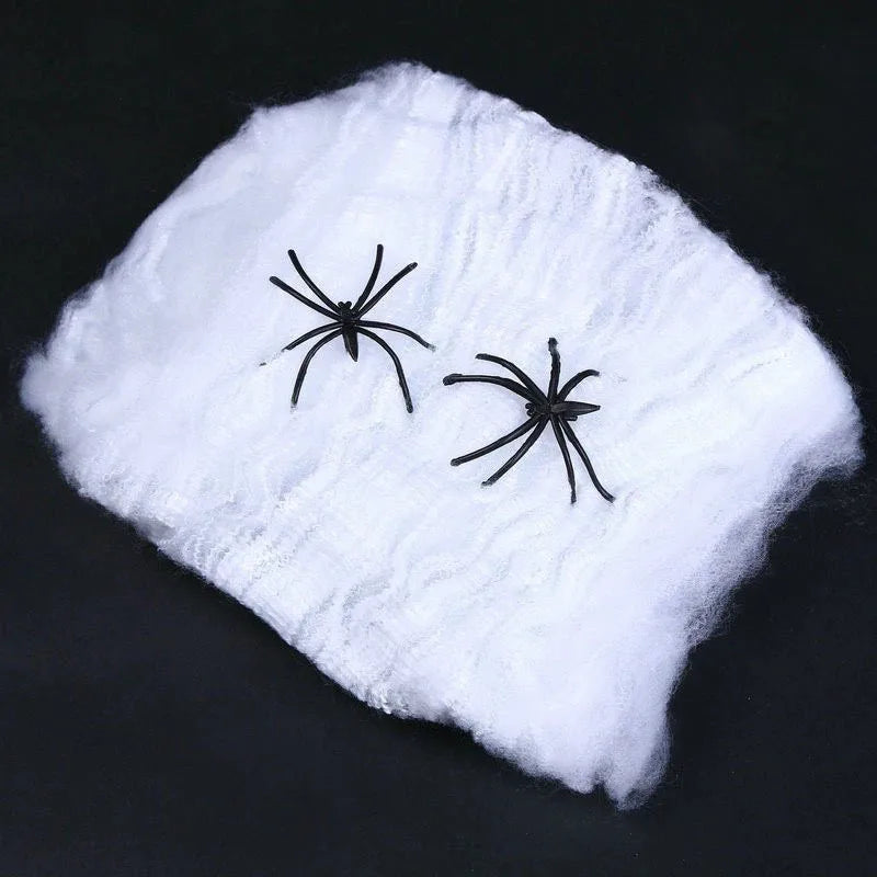 Halloween Scary Party Scene Props White Stretchy Cobweb Spider Web Horror Halloween Decoration For Bar Haunted House