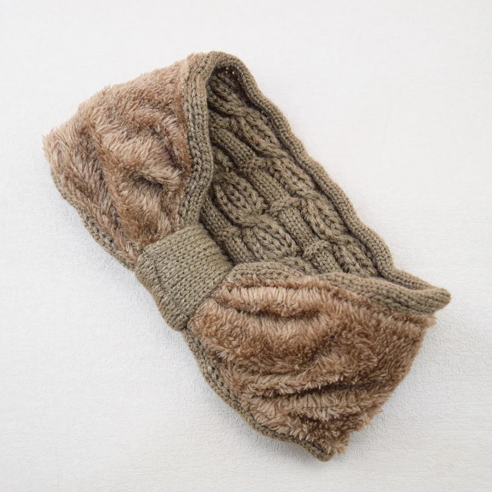 Winter Knitted Headband Crochet Turban Knitted Ear Warmer with Plush Lining Twisted Elastic Turban Head Wraps Hair Accessories