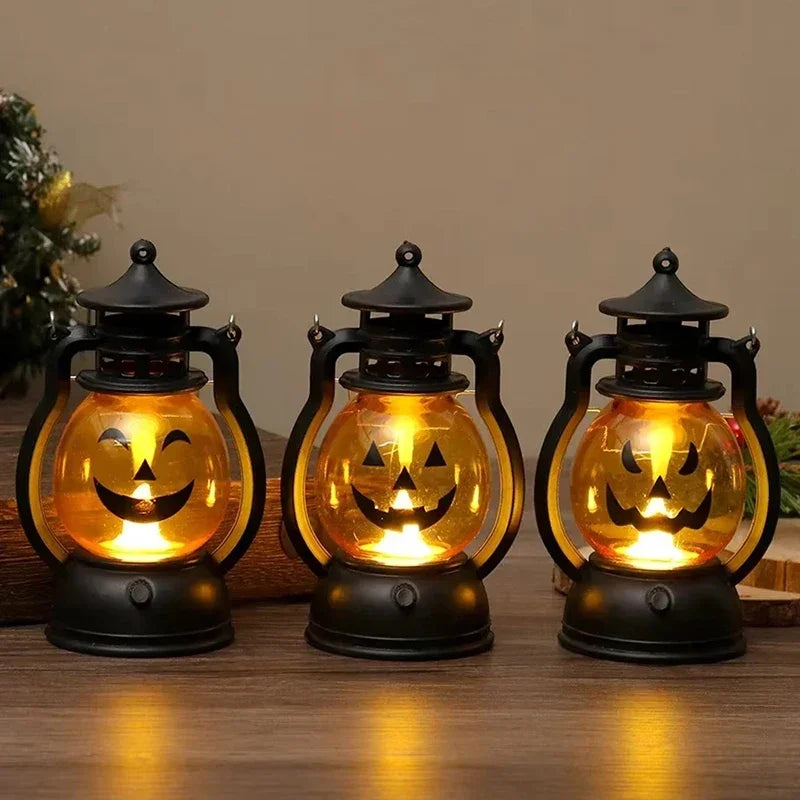 Halloween LED Pumpkin Lantern Decoration, Halloween Party Retro Lamp, Horror Ghost Festival Bar Haunted House Haloween Ornament