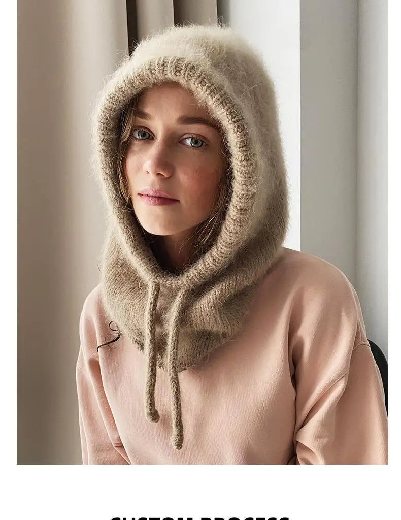 Winter Hats for Women Girls Warm Hooded Scarf Beanie for Female Youth Balaclava Kniting Skull Cap Ear Flap