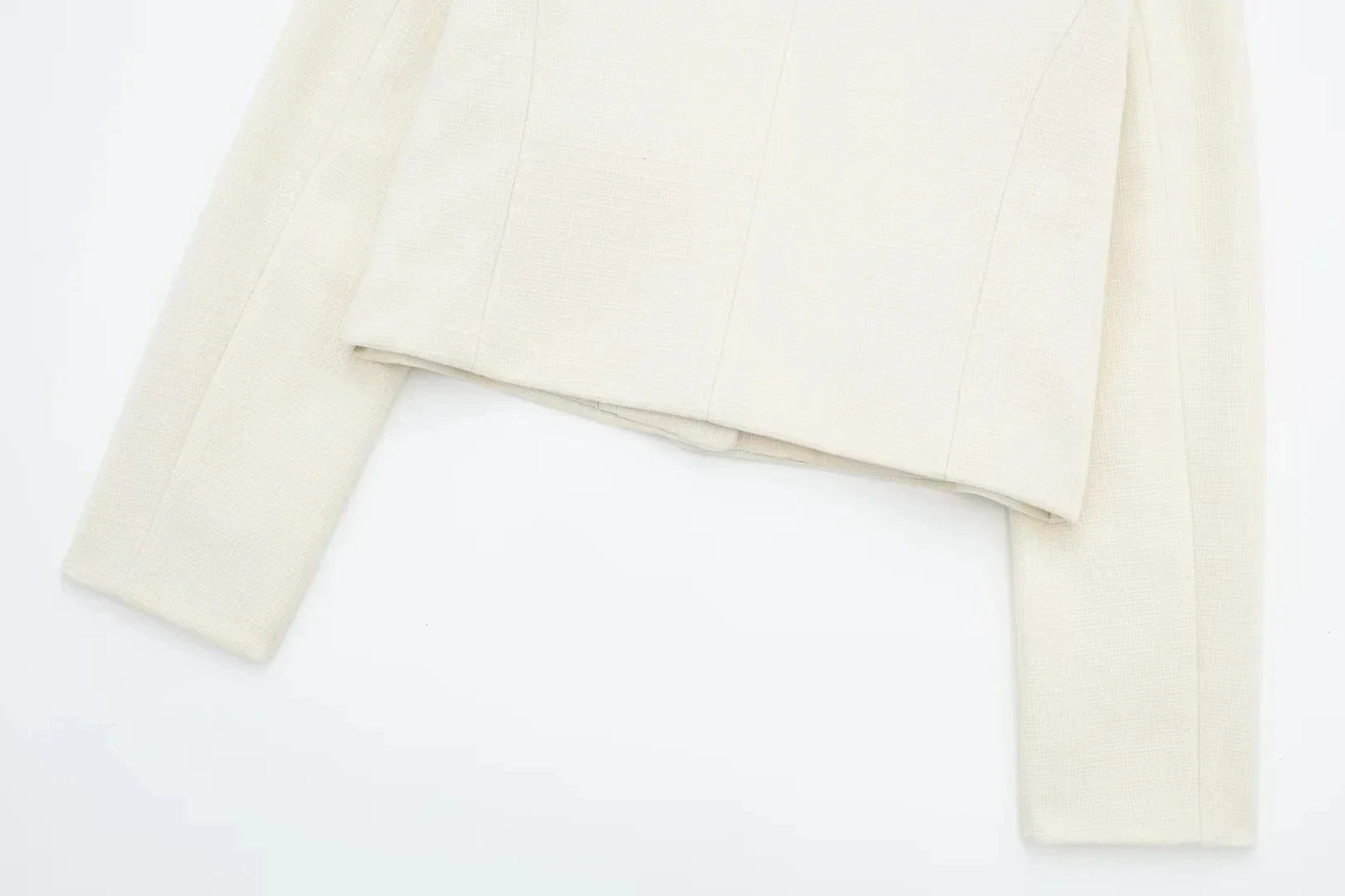 Women Elegant Cropped Jacket 2025 Women's Fashion Jacket O-Neck Long Sleeved Flip Pocket Coat Female Casual Outwear Tops