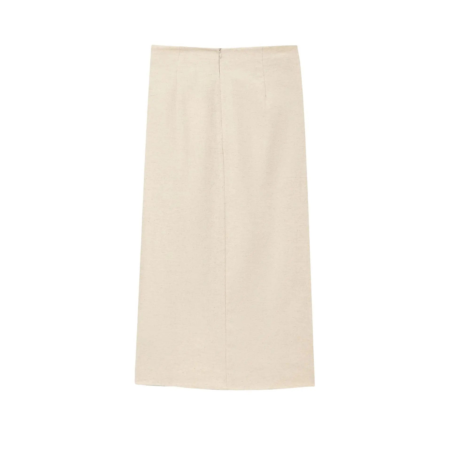 2025 New Women's Suit Summer Suit Casual Simple Multifunctional Pleated Lapel Sleeveless Short Top Paired with Buckle Slit Skirt