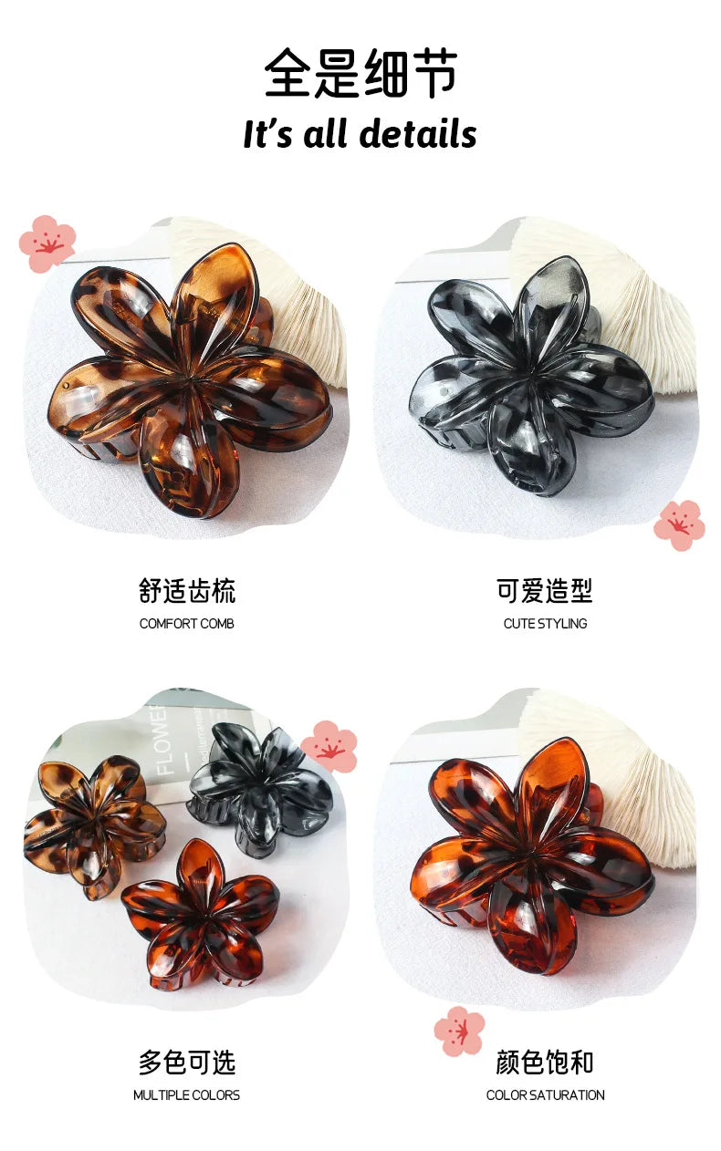 Women Fashion Flower Claw Clip Women Summer Beach Hawaiian Headwear Cute Preppy Stuff Female Hair Accessories for Four Seasons